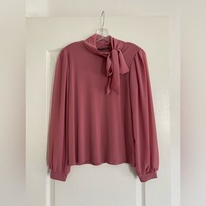 Cable and gauge blouse top pink side bow neck